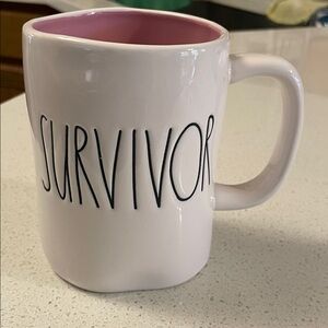 Rae Dunn Pink and White 'Survivor' Mug